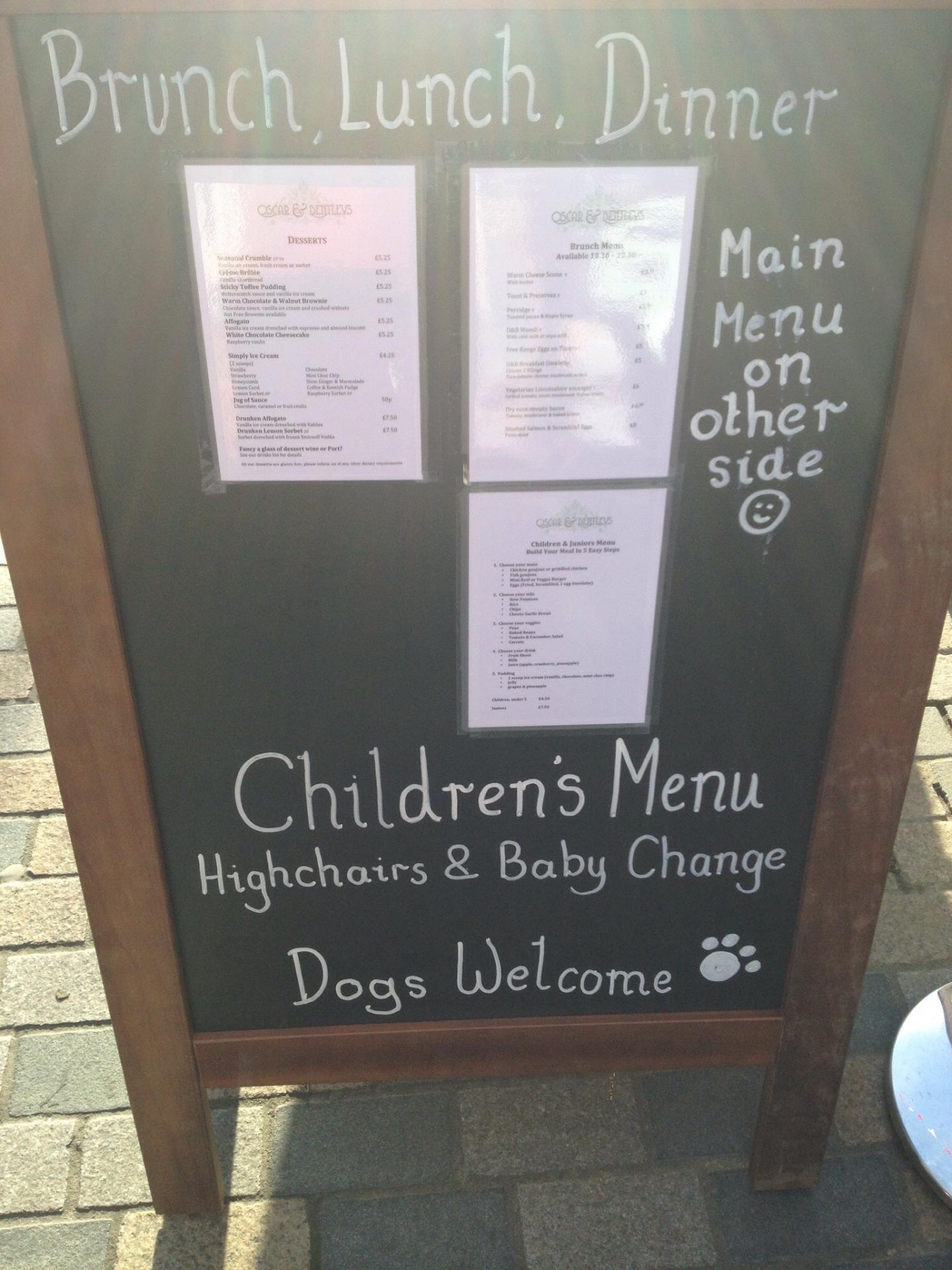 Kids menu Menu Oscar and Bentleys Canterbury